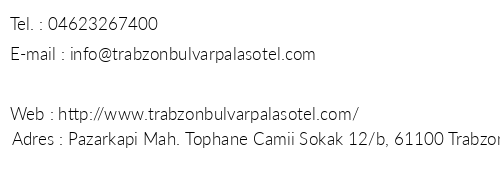 Trabzon Bulvar Palas Otel telefon numaralar, faks, e-mail, posta adresi ve iletiim bilgileri